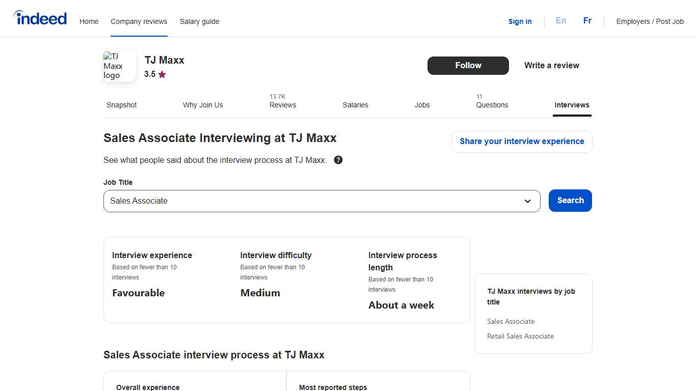 TJ Maxx Sales Associate interview questions & answers Indeed.com